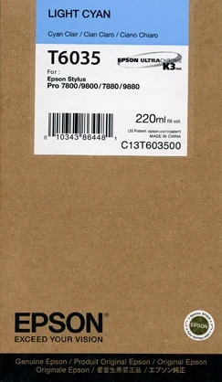 Epson 7800/9800 K3 Ultra-Chrome Pigment Ink Light Cyan (220ml) - Best Available Image