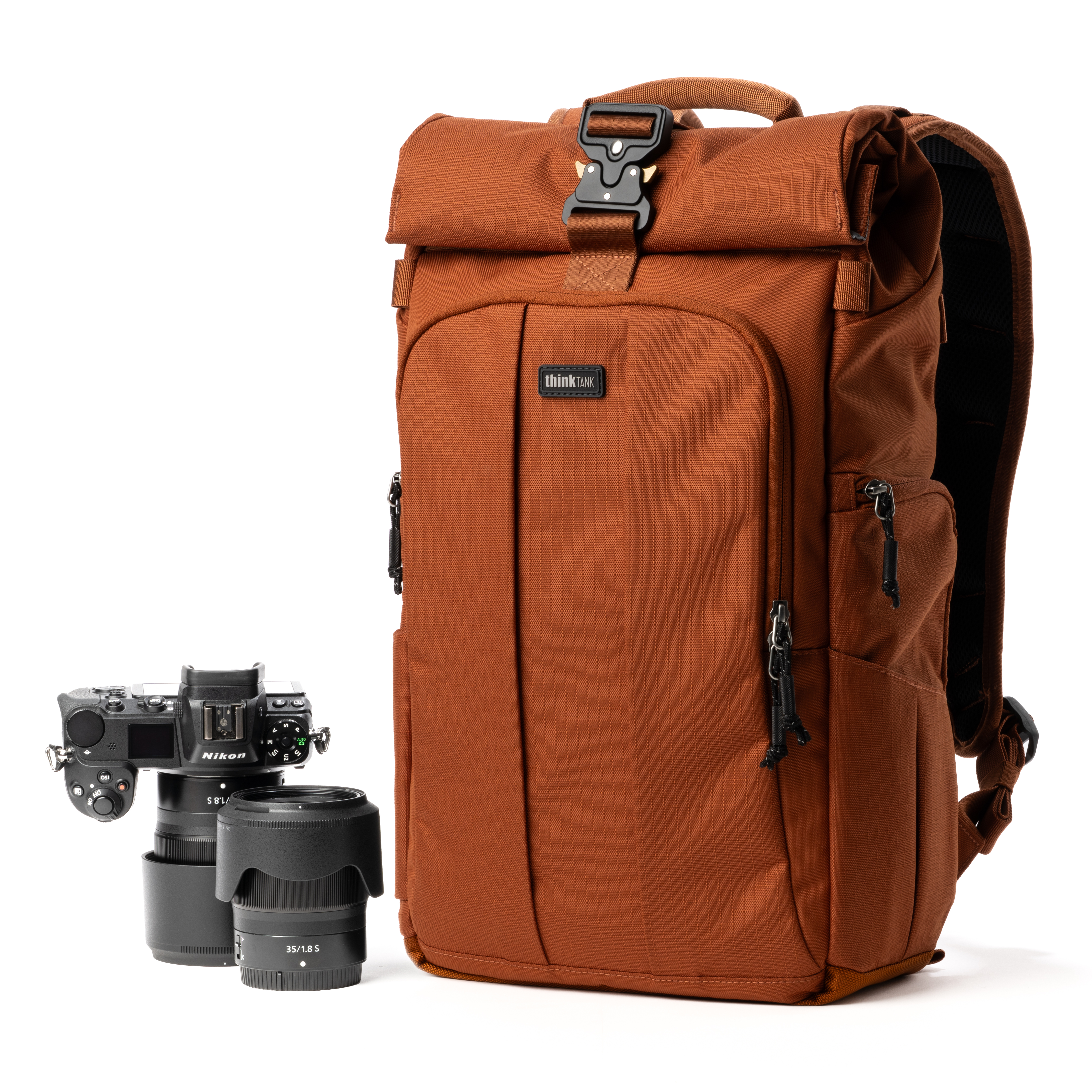 1025400_C.jpg - ThinkTank FocusPoint Rolltop Camera Backpack (Urban Rust Orange, 22L) - Image 3