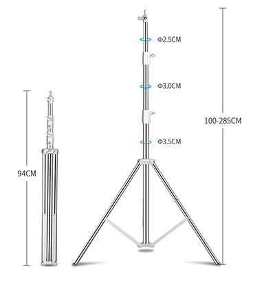 1023861_B.jpg - Krane OT-SL280 Stainless Steel Light Stand - Image 2