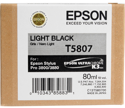 Epson T5807 3800/3880  Light Black 80ml - Best Available Image