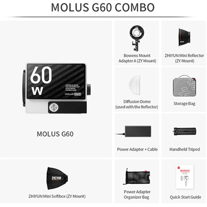 1021212_B.jpg - ZHIYUN MOLUS G60 Bi-Colour Pocket COB Monolight (Combo Kit)