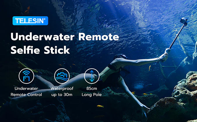 Best image for Telesin Underwater Remote Control Selfie Stick for Go Pro13/12/11/10/9/8