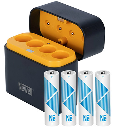 Best image for Newell Four Channel Charger + 4 Li-ion AA Recheargable Batteries Set 2200 mAh