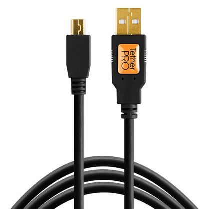 Tether Tools TetherPro USB 2.0 Type-A to 5-Pin Mini-USB Cable (Black,3feet/1m)