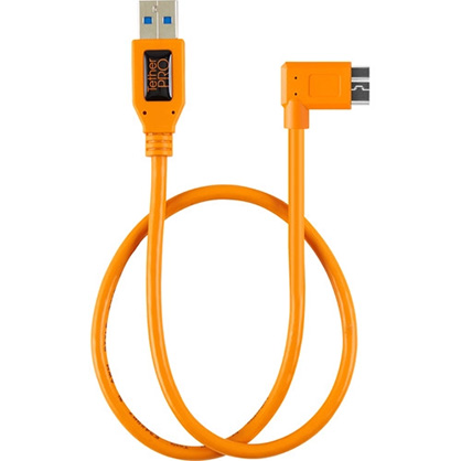 TetherPro USB 3.1 Gen 1 Type-A to Micro-B Right Angle Adapter Cable 50cm Orange