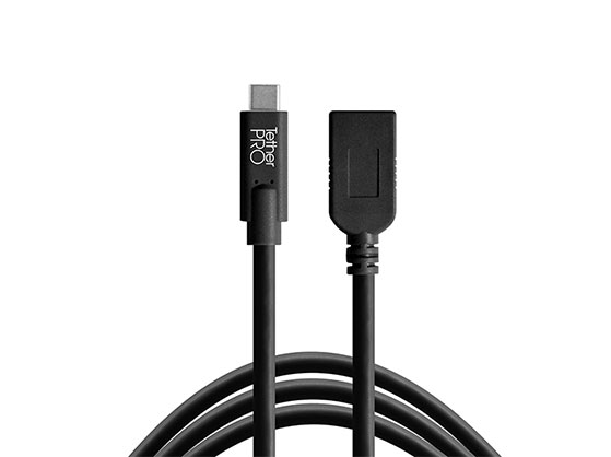 TetherPro USB-C to USB-A Female Adapter 4.6m Black