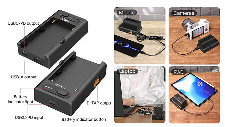 1020214_B.jpg - Ulanzi NP-F01 Battery Charger for F750 F550 F960 F970 - Image 2