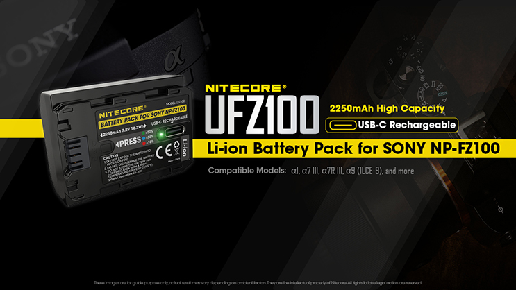 Nitecore UFZ100 USB Camera battery for Sony NP-FZ100 - Best Available Image