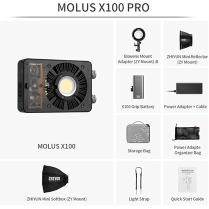 1021215_E.jpg - ZHIYUN MOLUS X100 Bi-Colour Pocket COB Monolight (Pro Kit)