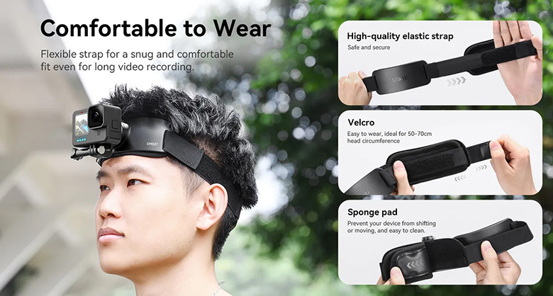 1023055_B.jpg - Ulanzi CM027 Go-Quick II Head Strap for GoPro DJI Action Camera and Phones - Image 2
