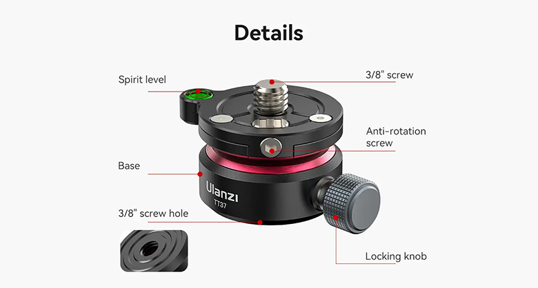 1023846_D.jpg - Ulanzi TT37 Mini Leveling Base Head - Image 4