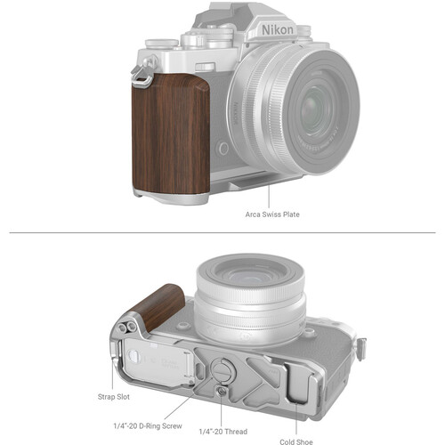 1024066_A.jpg - SmallRig L-Shape Mounting Plate with Wood Grip for Nikon Zfc Brown 4803 - Image 1