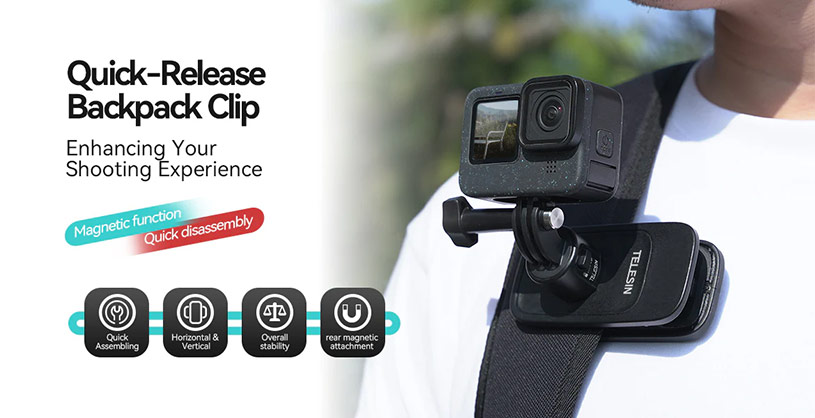 Telesin Magnetic Backpack Clip (Quick Release Version) - Best Available Image