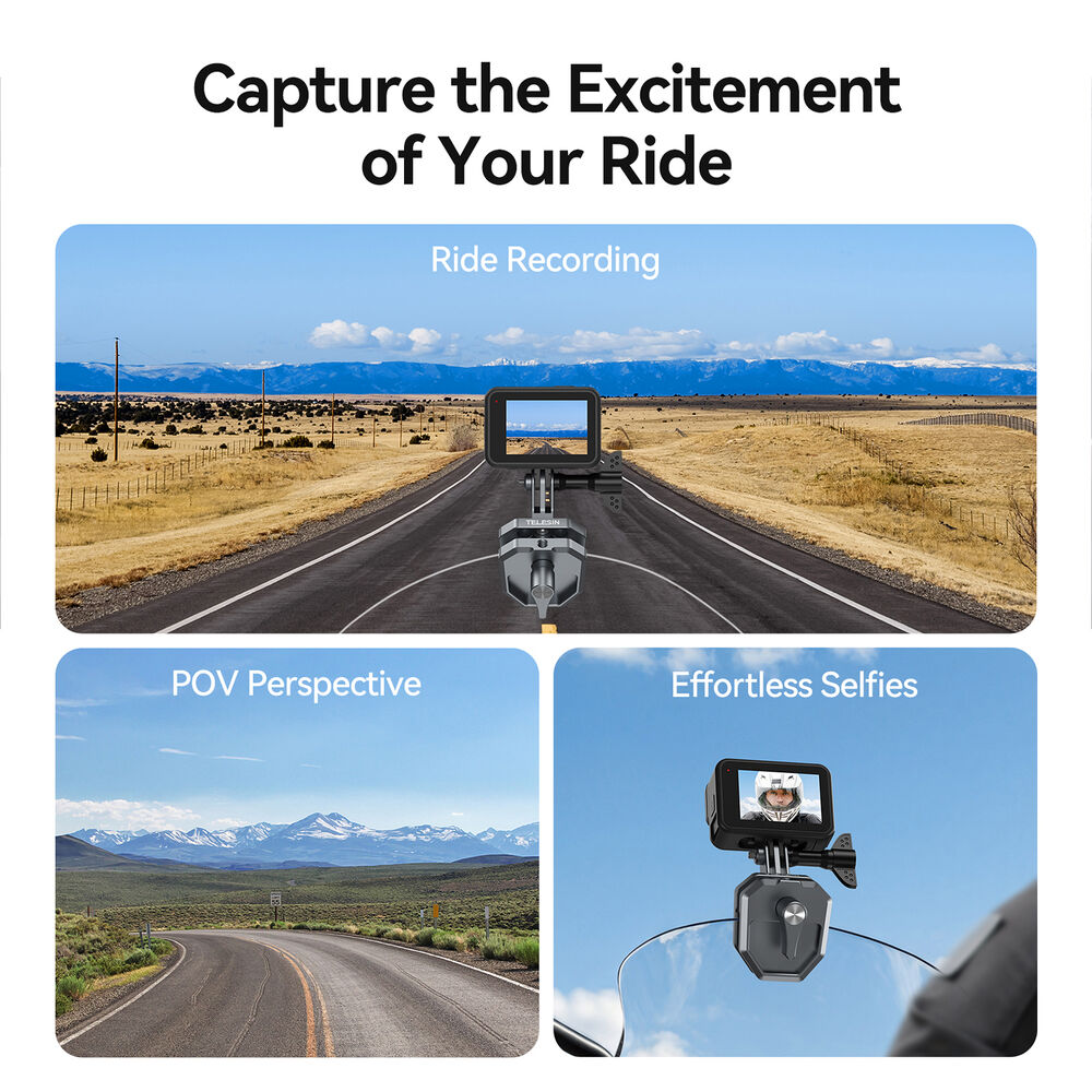 1026126_A.jpg - Telesin Telesin Windshield Clamp Mount Action Cameras DJI GoPro insta360 - Image 1