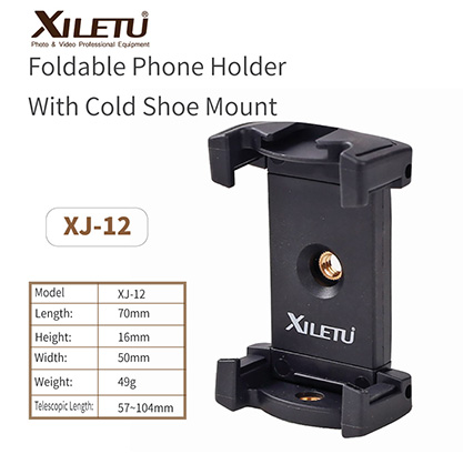 XILETU Foldable Phone Holder With Cold Shoe Mount