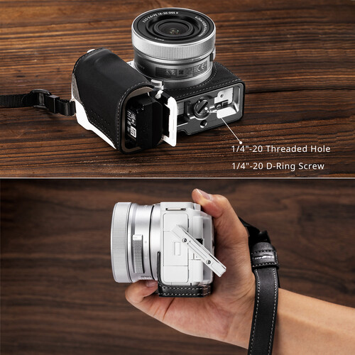 1023897_A.jpg - SmallRig Leather Half Case with Wrist Strap for Sony ZV-E10 II (Black) 4777 - Image 1