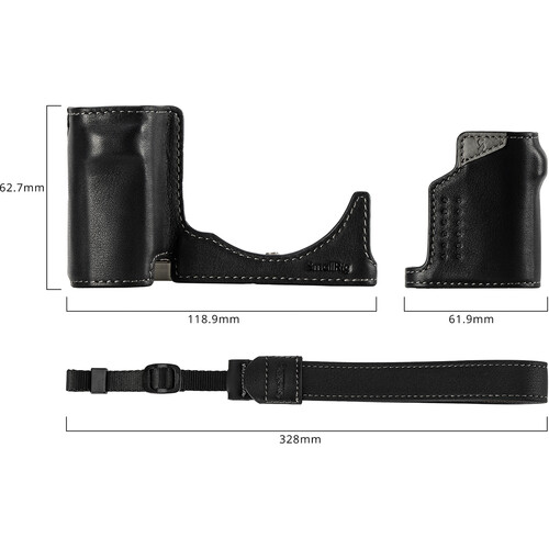 1023897_E.jpg - SmallRig Leather Half Case with Wrist Strap for Sony ZV-E10 II (Black) 4777 - Image 5
