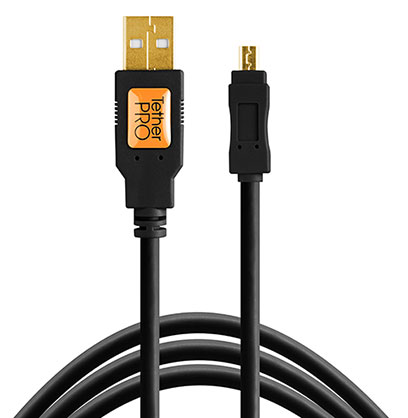 Tether Pro USB 2 to Mini-B 8pin 15 feet (4.6m) Black - Best Available Image