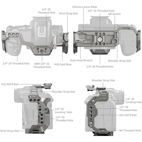 1023899_B.jpg - SmallRig HawkLock Quick Release Camera Cage for Canon EOS R5 Mark II 4977 - Image 2