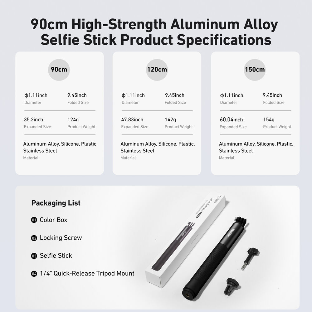 1026129_E.jpg - Telesin Aluminium Selfie Stick 120cm - Image 5