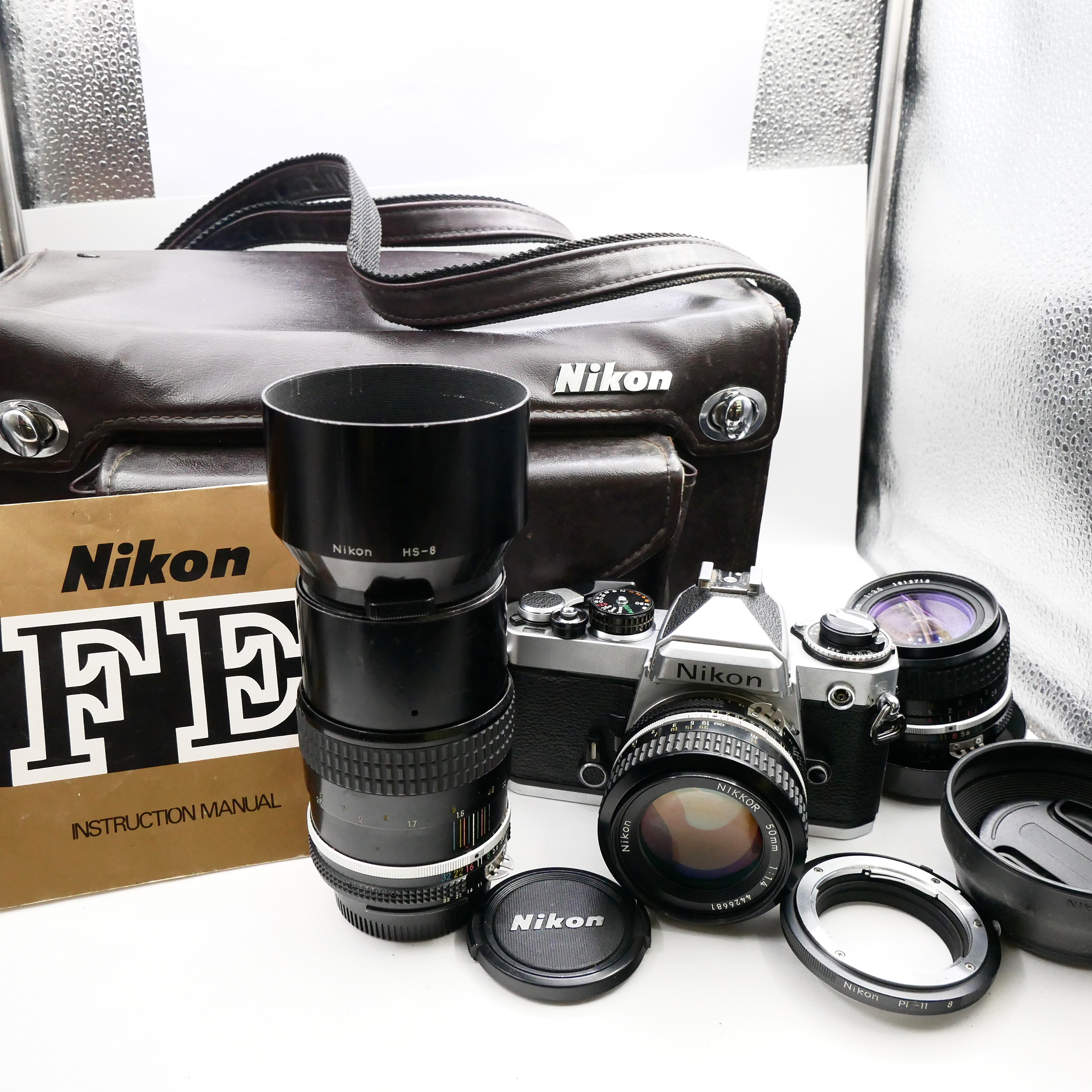 Nikon FE Kit 50mm F1.4 + 28mm F3.5 + 135mm F3.5 + PK-11 Extention Ring - Best Available Image