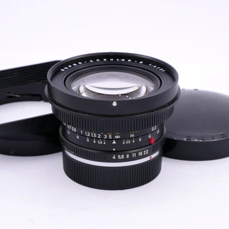 Best image for Leica MF 21mm F/4 Super-Angulon-R Lens incl the matching 12506 Hood (was $1595)